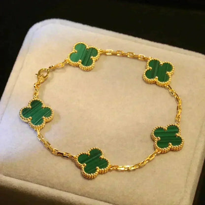 [⭐Sparkve] CLOVER 5 MOTIF MALACHITE BRACELET COLLECTION