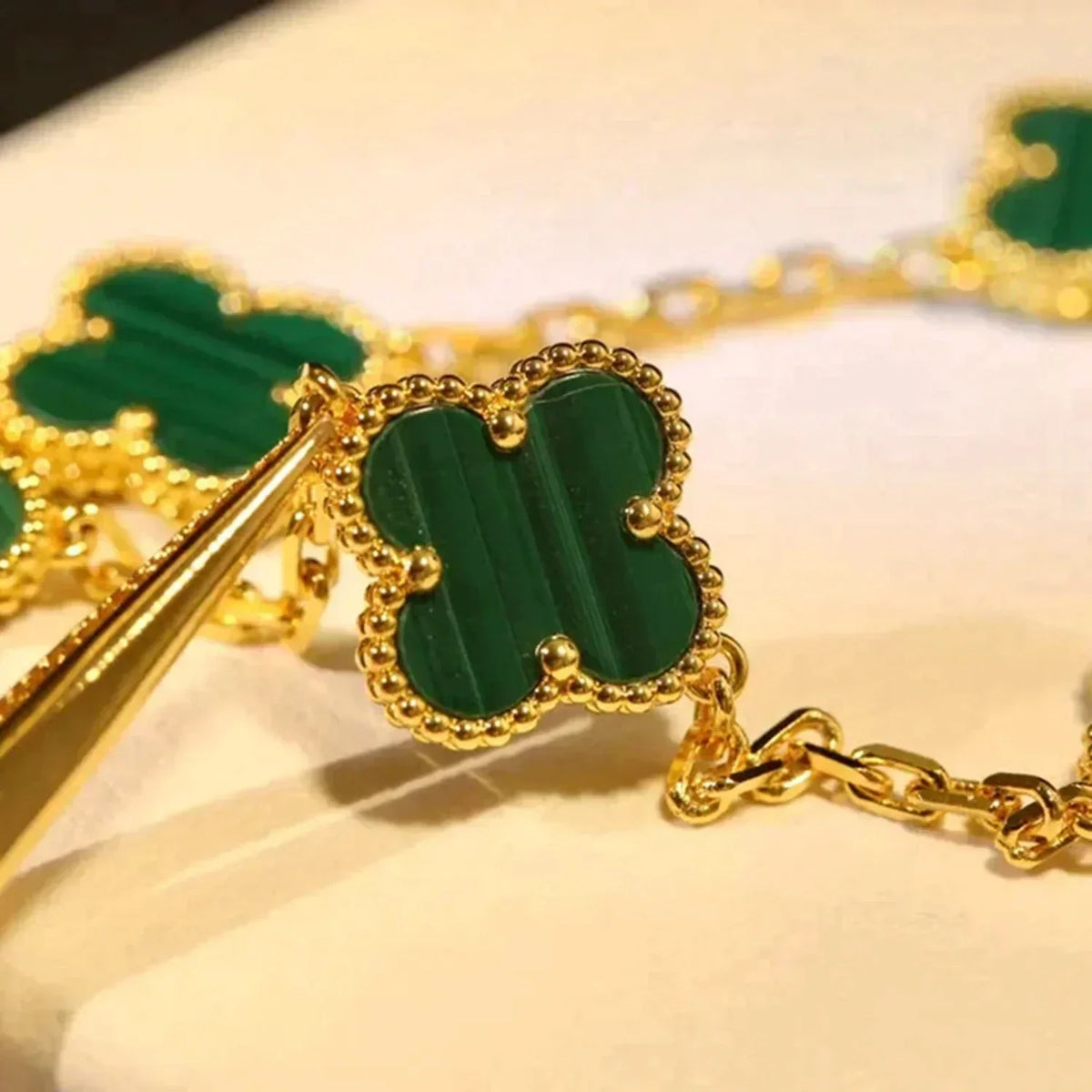 [⭐Sparkve] CLOVER 5 MOTIF MALACHITE BRACELET COLLECTION