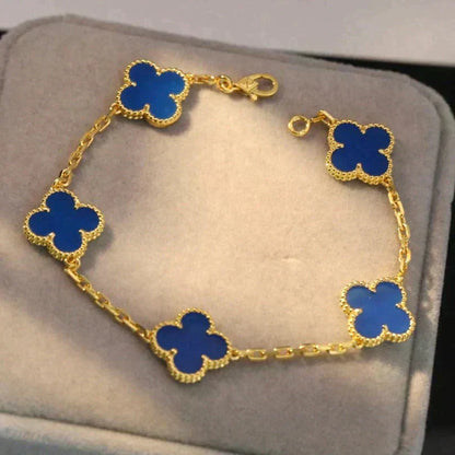 [⭐Sparkve] CLOVER 5 MOTIF BLUE AGATE BRACELET COLLECTION