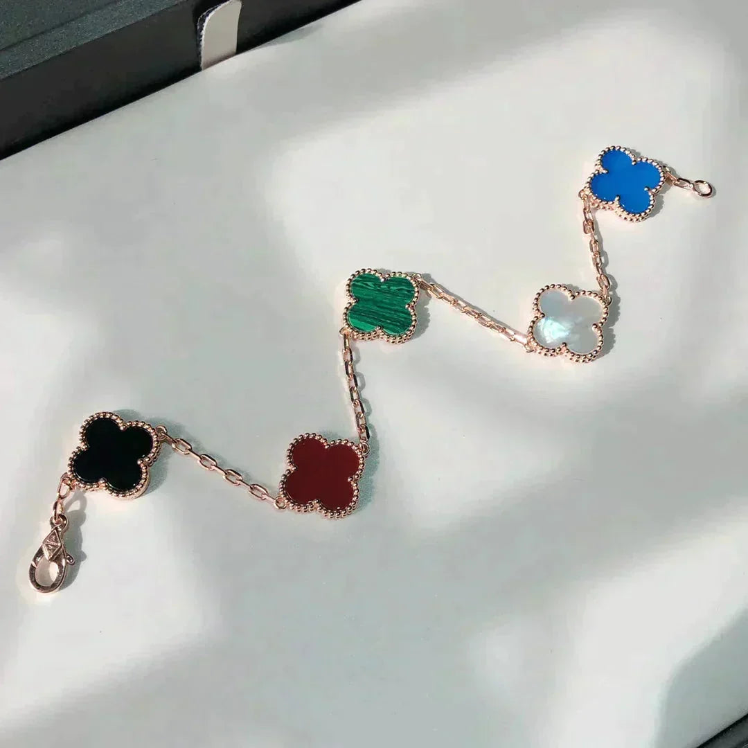[⭐Sparkve]CLOVER 5 MOTIFS MULTICOLOR BRACELET
