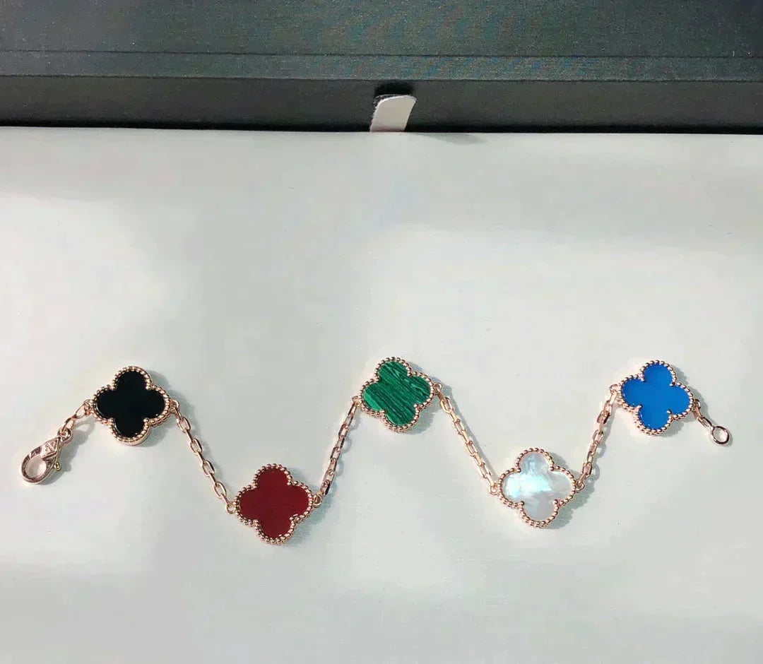 [⭐Sparkve]CLOVER 5 MOTIFS MULTICOLOR BRACELET