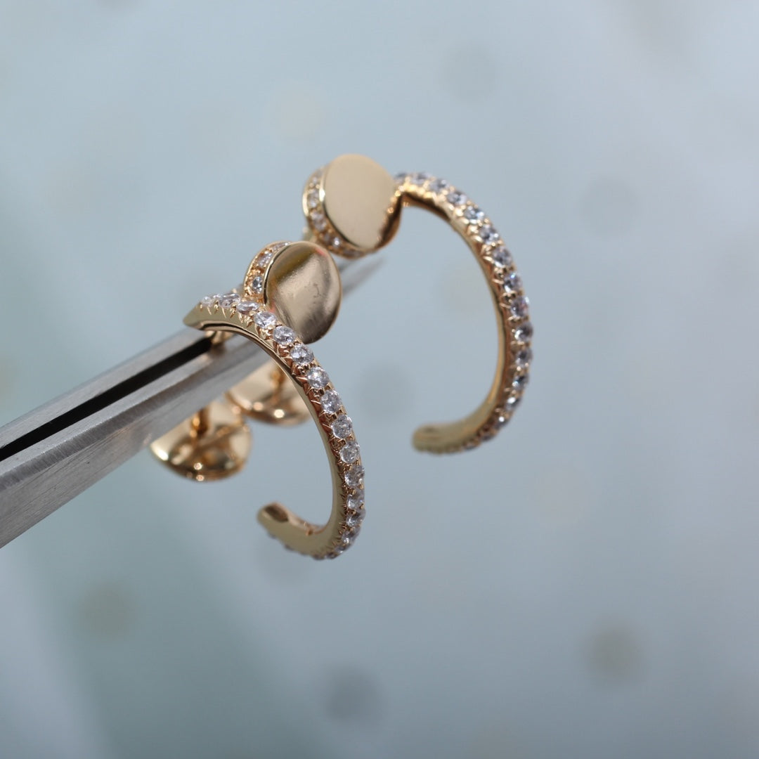 [⭐Sparkve]JUSTE EARRINGS 12.75MM PINK GOLD DIAMOND
