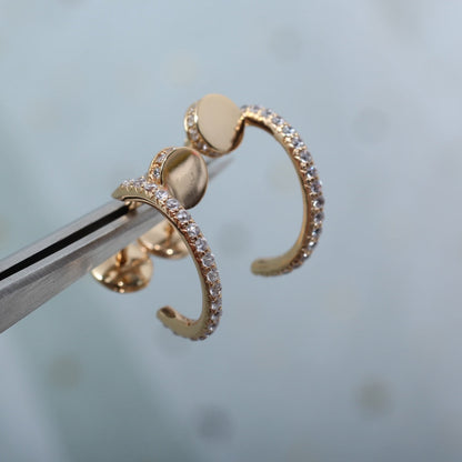 [⭐Sparkve]JUSTE EARRINGS 12.75MM PINK GOLD DIAMOND