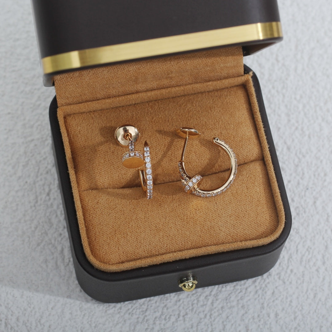 [⭐Sparkve]JUSTE EARRINGS 12.75MM PINK GOLD DIAMOND
