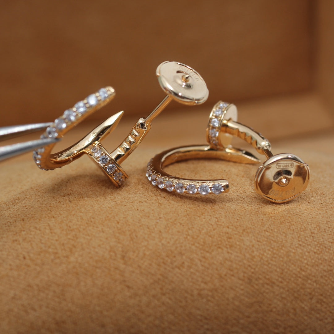 [⭐Sparkve]JUSTE EARRINGS 12.75MM PINK GOLD DIAMOND