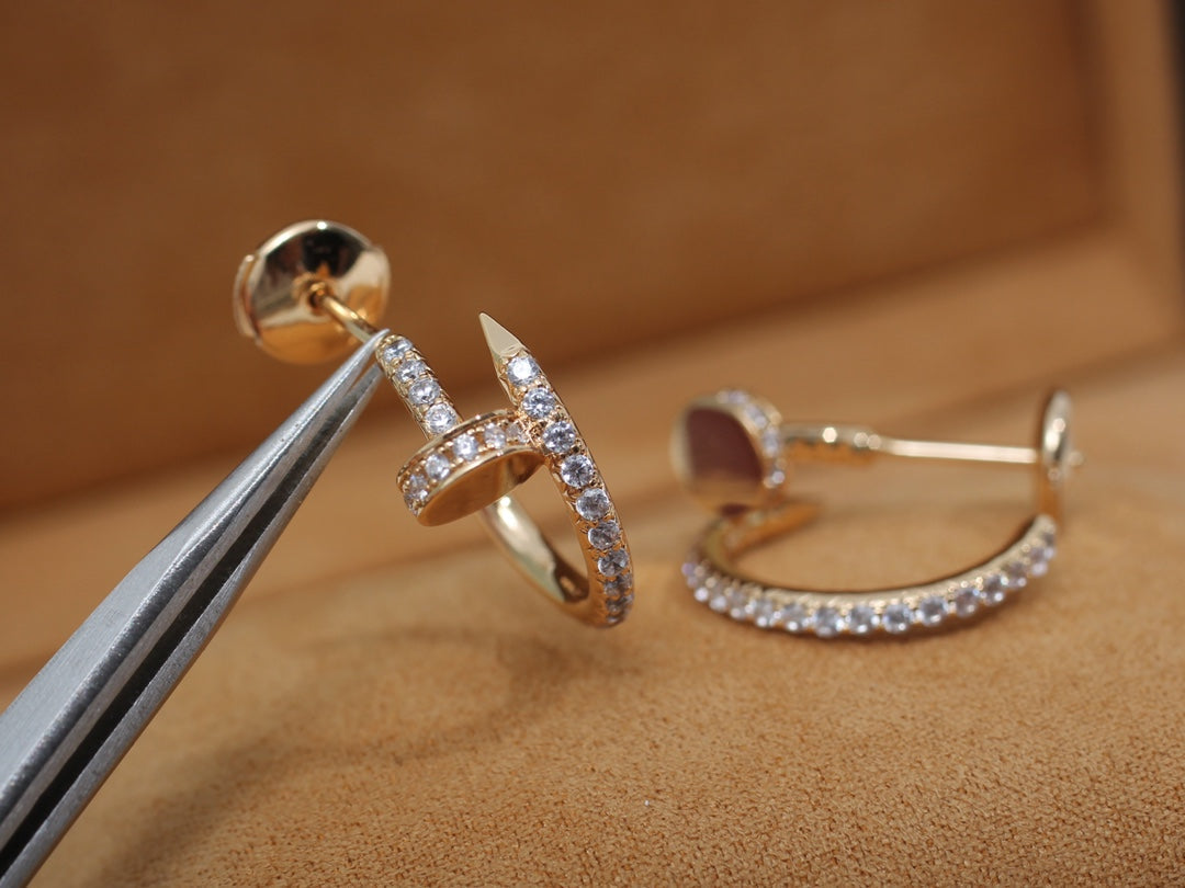 [⭐Sparkve]JUSTE EARRINGS 12.75MM PINK GOLD DIAMOND