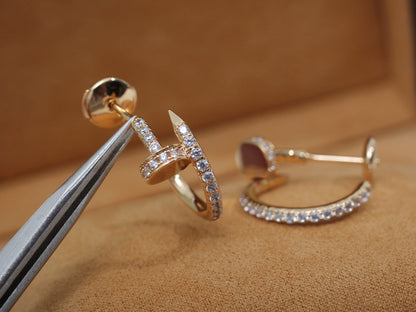 [⭐Sparkve]JUSTE EARRINGS 12.75MM PINK GOLD DIAMOND