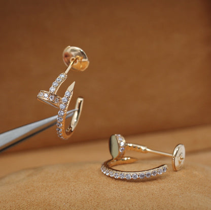 [⭐Sparkve]JUSTE EARRINGS 12.75MM PINK GOLD DIAMOND