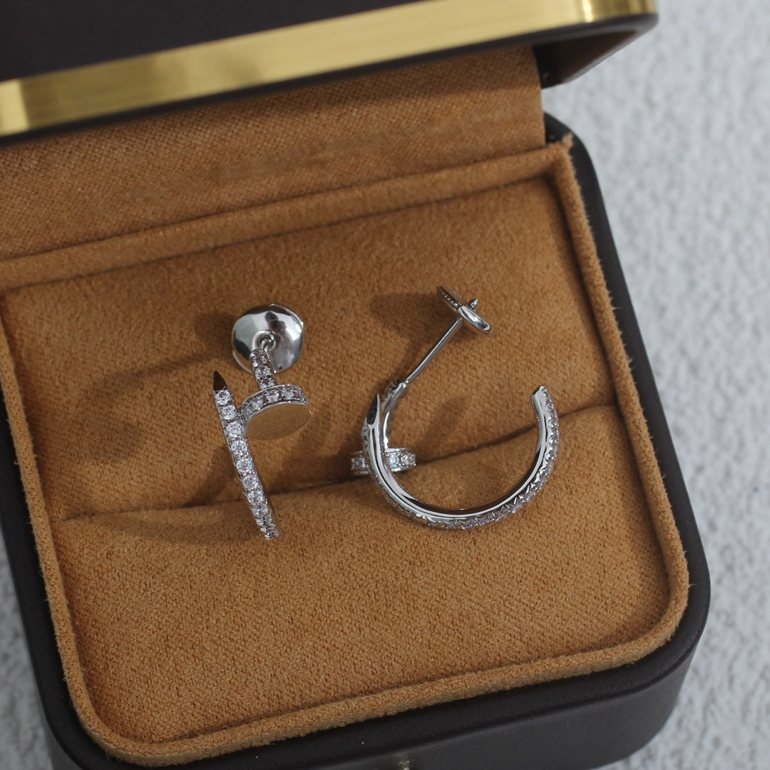 [⭐Sparkve]JUSTE EARRINGS 12.75MM SILVER DIAMOND