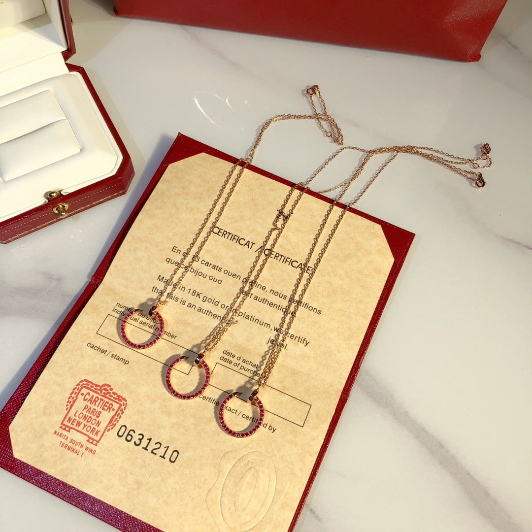 [⭐Sparkve]JUSTE NECKLACE GOLD RED DIAMONDS