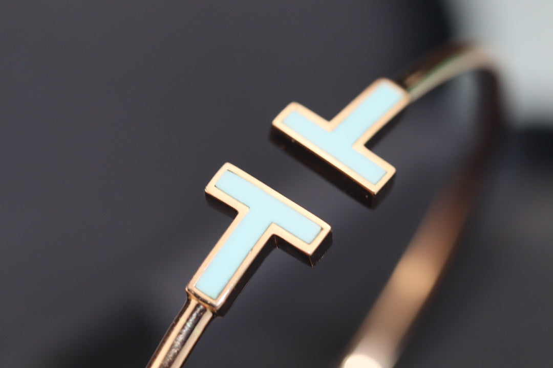 [⭐Sparkve Jewels]T BRACELET 1.8MM TURQUOISE PINK GOLD