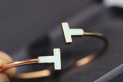 [⭐Sparkve Jewels]T BRACELET 1.8MM TURQUOISE PINK GOLD