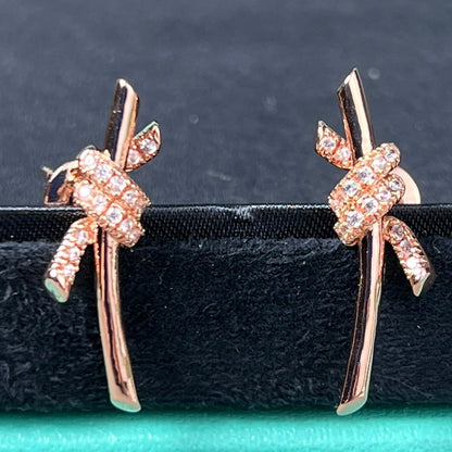 [⭐Sparkve Jewels]KNOT EARRINGS PINK GOLD DIAMOND