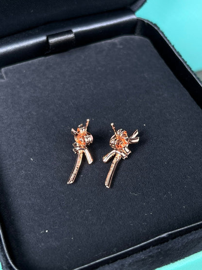[⭐Sparkve Jewels]KNOT EARRINGS PINK GOLD DIAMOND