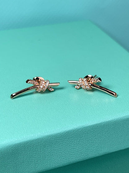 [⭐Sparkve Jewels]KNOT EARRINGS PINK GOLD DIAMOND