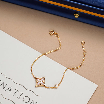 [⭐Sparkve]STAR 1 DIAMOND PINK GOLD BRACELET