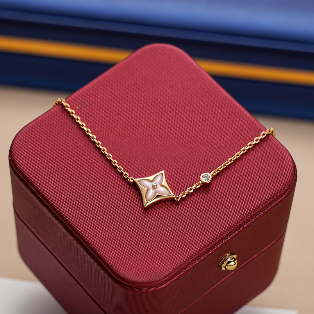 [⭐Sparkve]STAR 1 DIAMOND PINK GOLD BRACELET