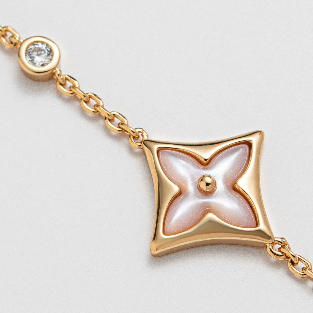 [⭐Sparkve]STAR 1 DIAMOND PINK GOLD BRACELET