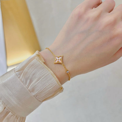 [⭐Sparkve]STAR 1 DIAMOND PINK GOLD BRACELET