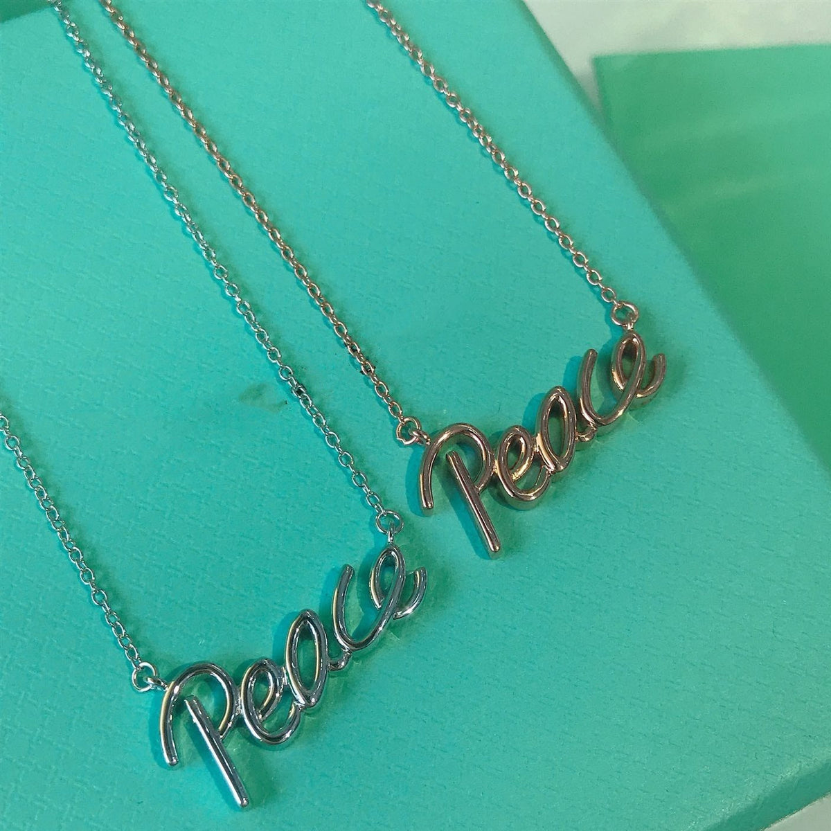 [⭐Sparkve Jewels]PEACE TEXT PEDANT NECKLACE