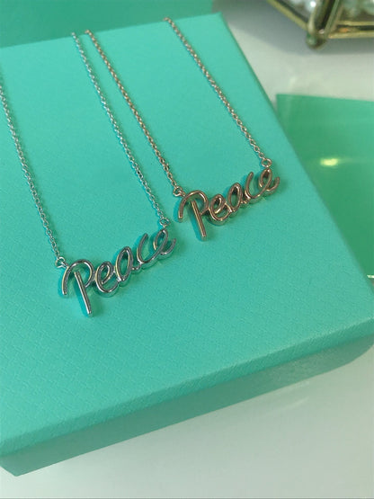 [⭐Sparkve Jewels]PEACE TEXT PEDANT NECKLACE