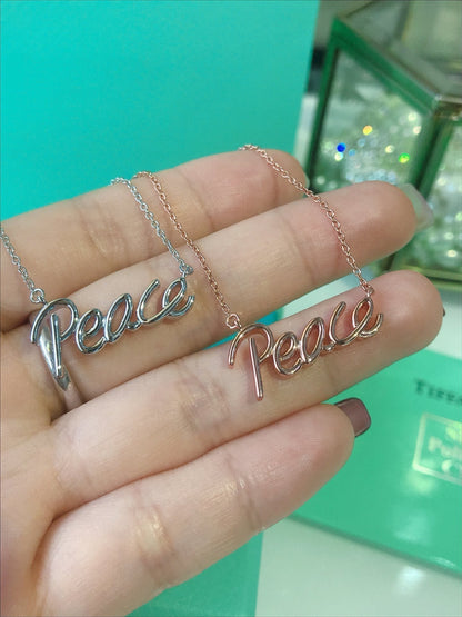 [⭐Sparkve Jewels]PEACE TEXT PEDANT NECKLACE