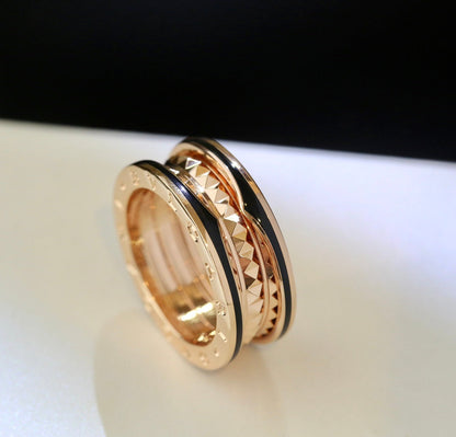 [⭐Sparkve]ZERO 1 PINK GOLD BLACK CERAMIC RING
