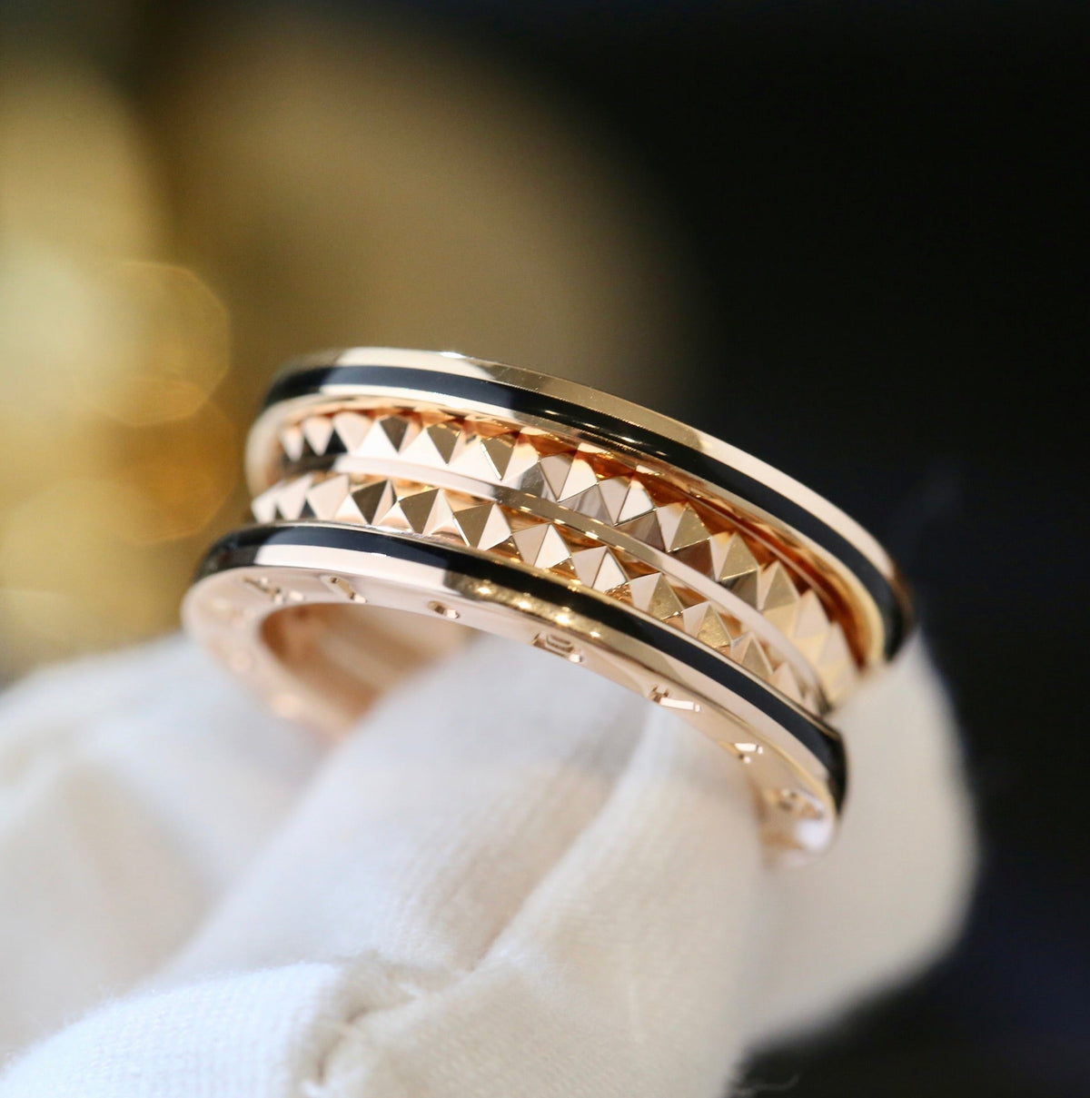 [⭐Sparkve]ZERO 1 PINK GOLD BLACK CERAMIC RING