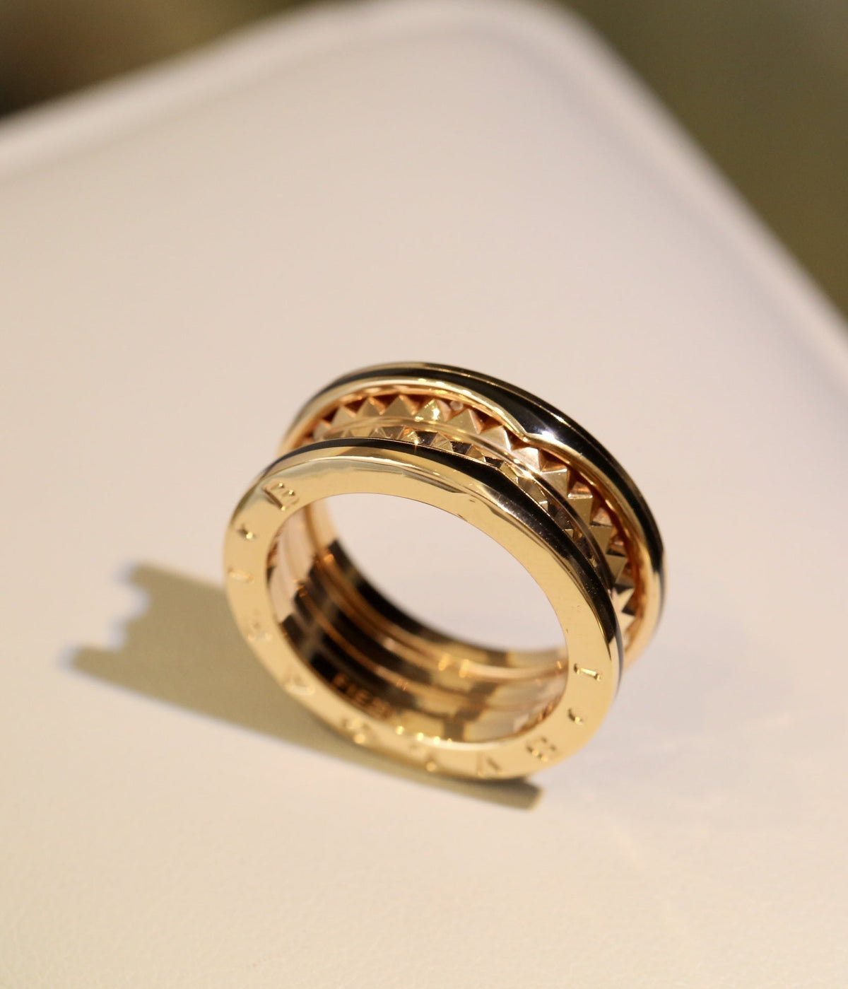 [⭐Sparkve]ZERO 1 PINK GOLD BLACK CERAMIC RING
