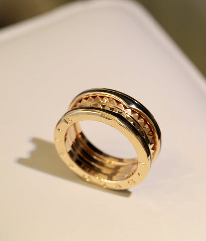 [⭐Sparkve]ZERO 1 PINK GOLD BLACK CERAMIC RING