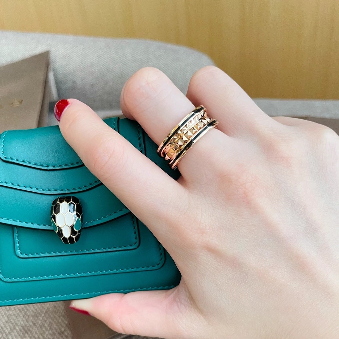 [⭐Sparkve]ZERO 1 PINK GOLD BLACK CERAMIC RING
