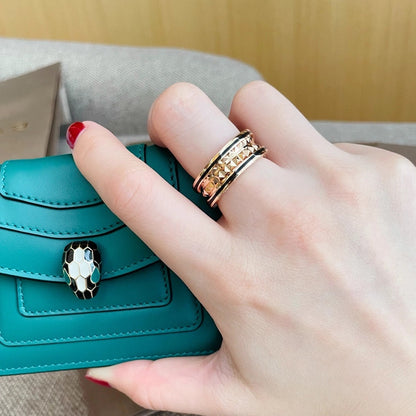[⭐Sparkve]ZERO 1 PINK GOLD BLACK CERAMIC RING
