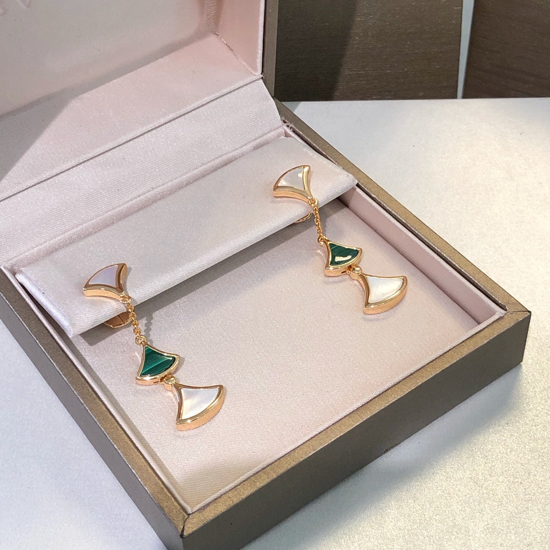 [⭐Sparkve]DREAM EARRINGS 3 MOTIFS MALACHITE MOP PINK GOLD