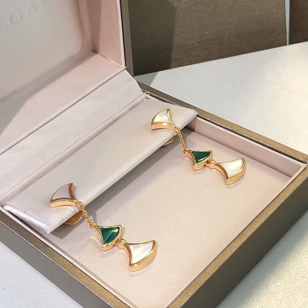 [⭐Sparkve]DREAM EARRINGS 3 MOTIFS MALACHITE MOP PINK GOLD