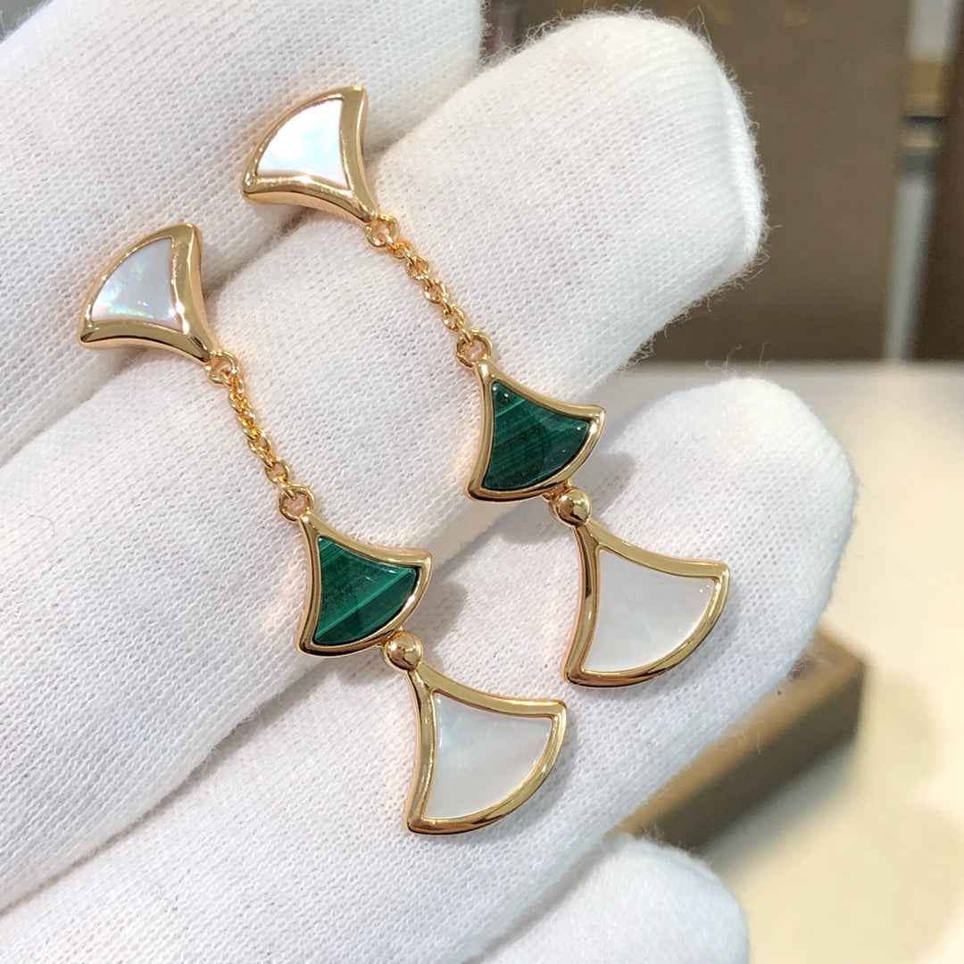 [⭐Sparkve]DREAM EARRINGS 3 MOTIFS MALACHITE MOP PINK GOLD