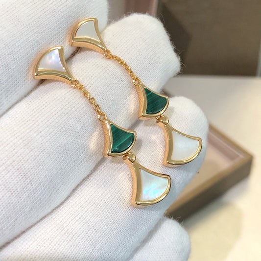 [⭐Sparkve]DREAM EARRINGS 3 MOTIFS MALACHITE MOP PINK GOLD