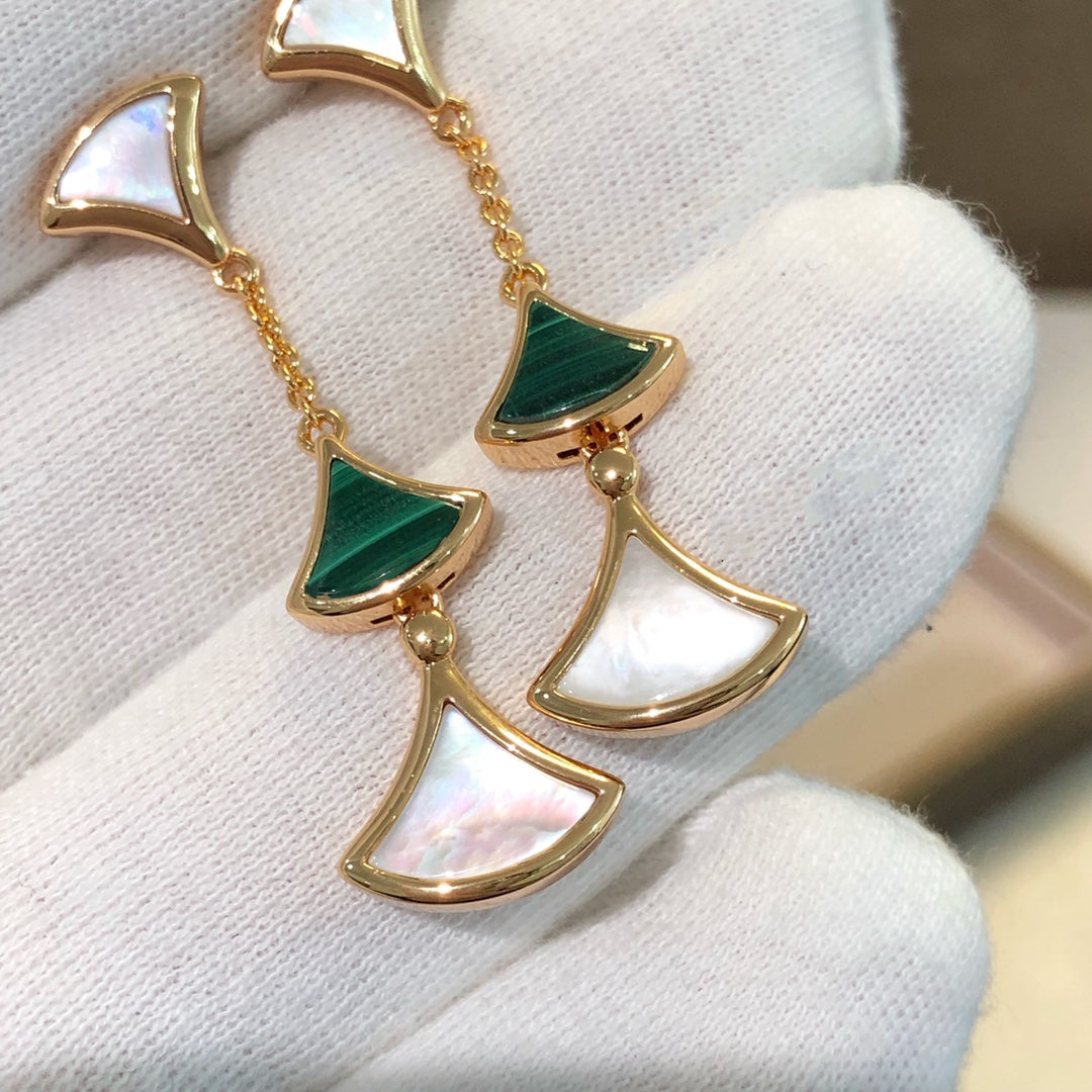 [⭐Sparkve]DREAM EARRINGS 3 MOTIFS MALACHITE MOP PINK GOLD