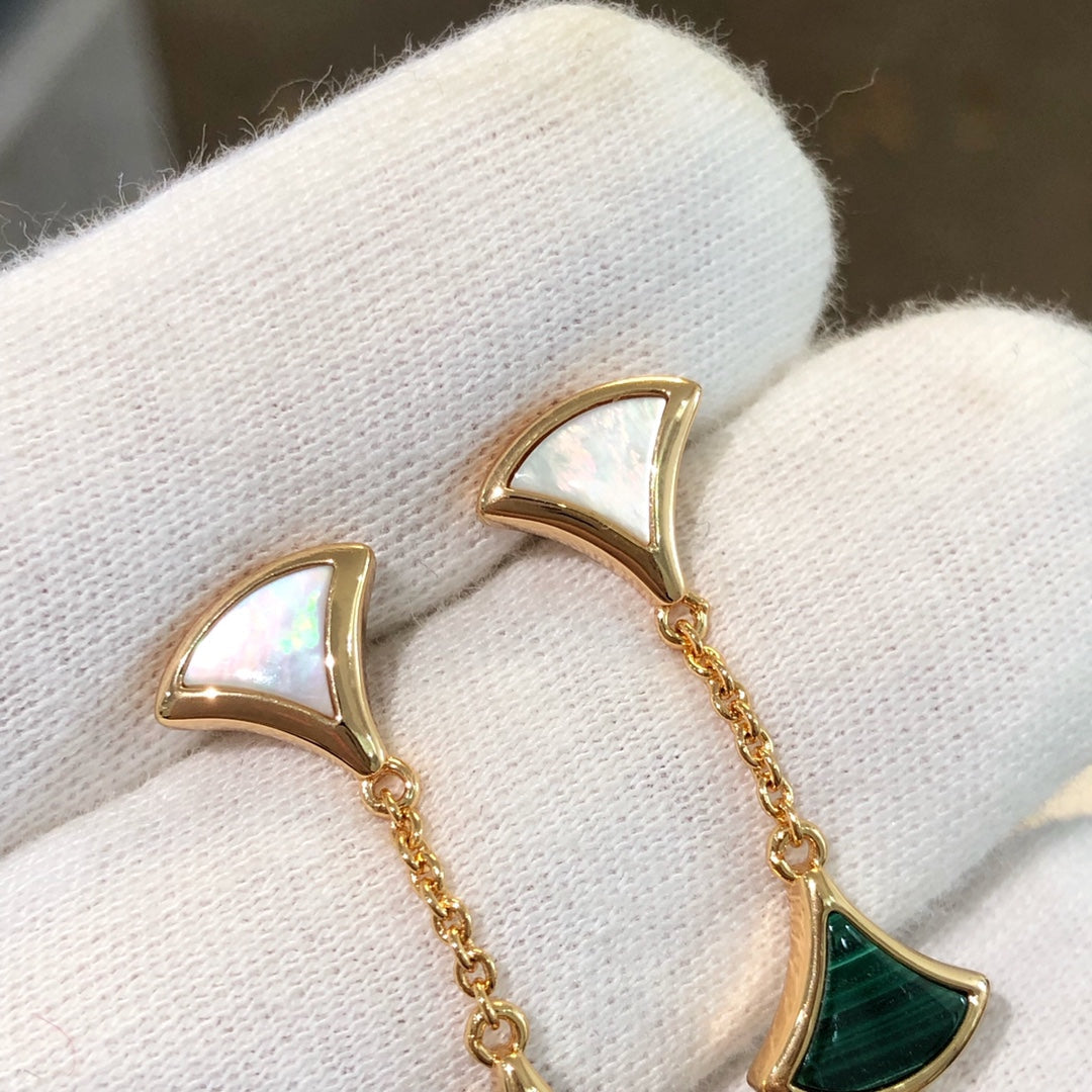 [⭐Sparkve]DREAM EARRINGS 3 MOTIFS MALACHITE MOP PINK GOLD
