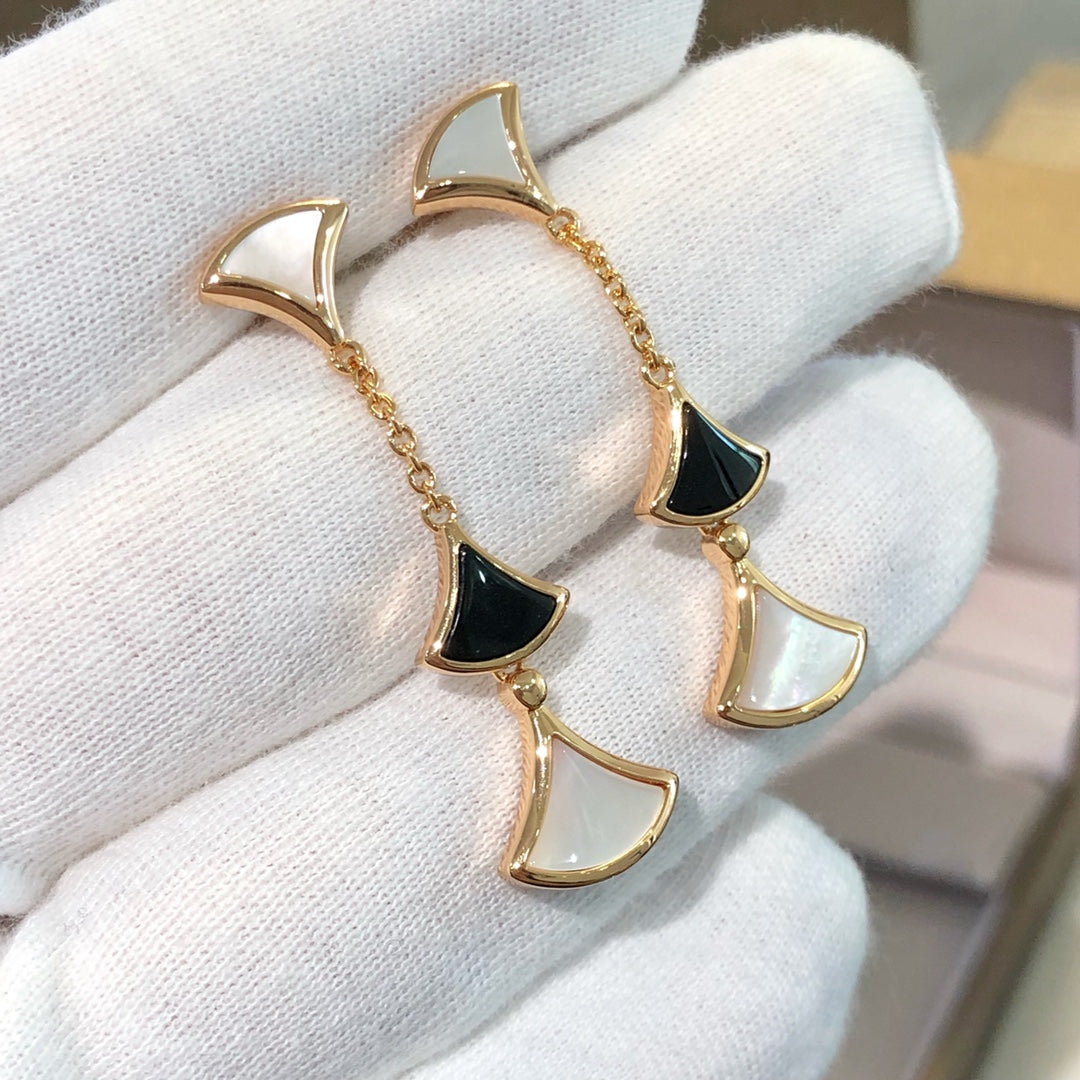 [⭐Sparkve]DREAM EARRINGS 3 MOTIFS ONYX MOP PINK GOLD