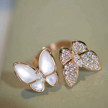 [⭐Sparkve]TWIN BUTTERFLY DIAMOND MOP RING