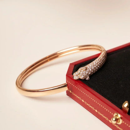 [⭐Sparkve]PANTHERE HALF DIAMOND OPEN BRACELET
