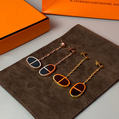 [⭐Sparkve]CHAINE VERSO BLACK CERAMIC EARRINGS