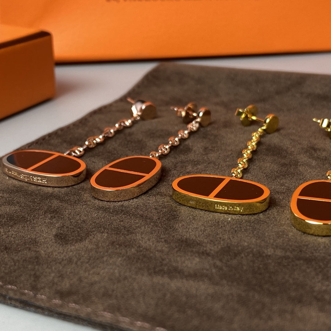 [⭐Sparkve]CHAINE VERSO BLACK CERAMIC EARRINGS
