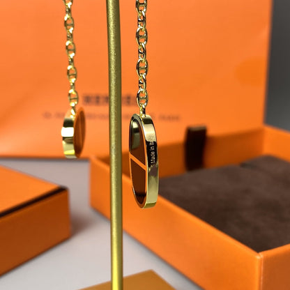 [⭐Sparkve]CHAINE VERSO BLACK CERAMIC EARRINGS