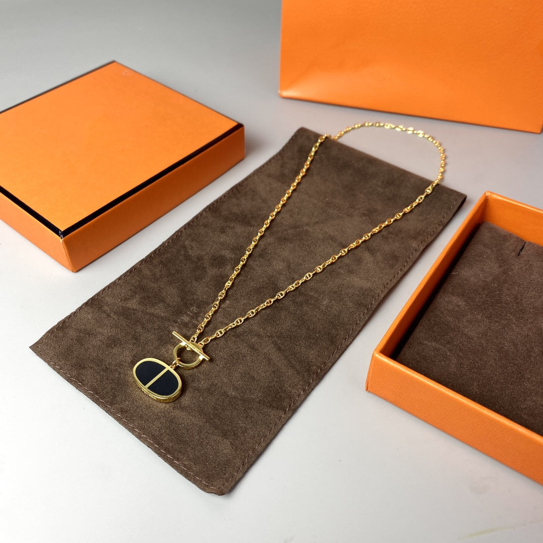 [⭐Sparkve]CHAINE VERSO BLACK CERAMIC NECKLACE