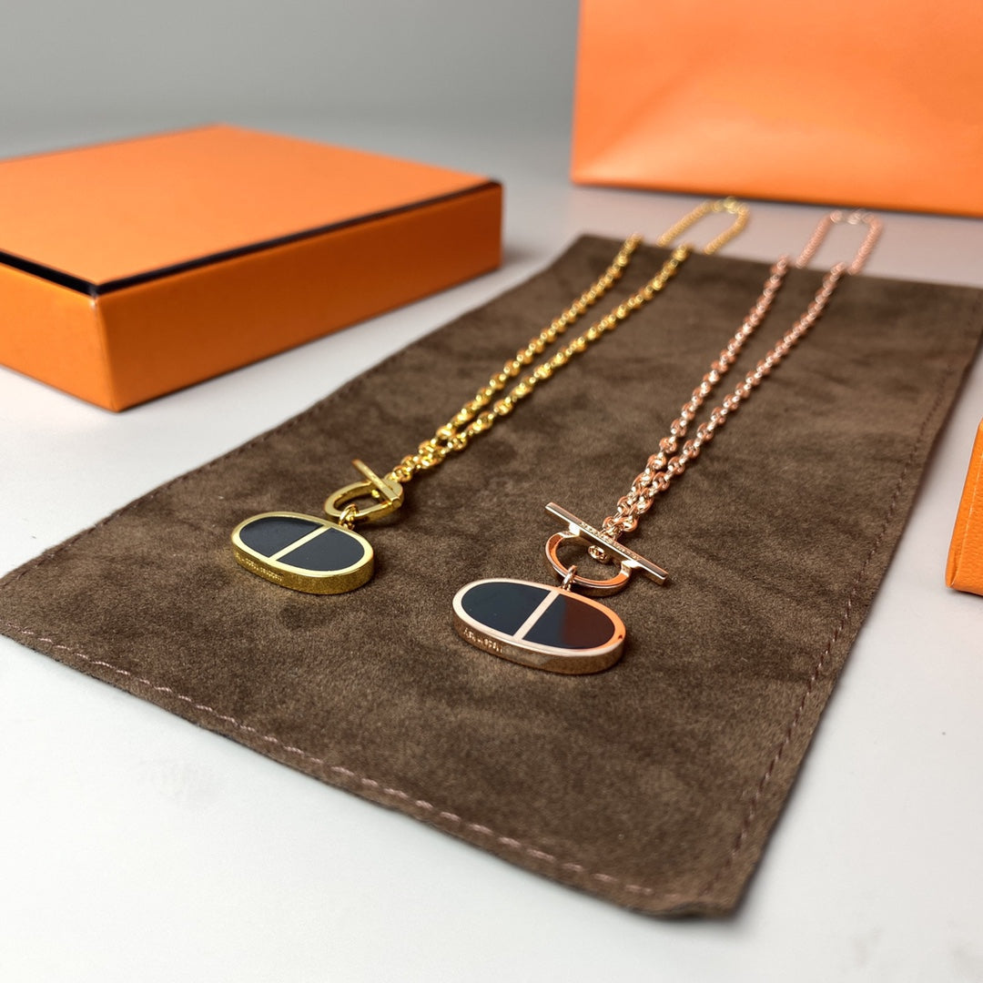 [⭐Sparkve]CHAINE VERSO BLACK CERAMIC NECKLACE