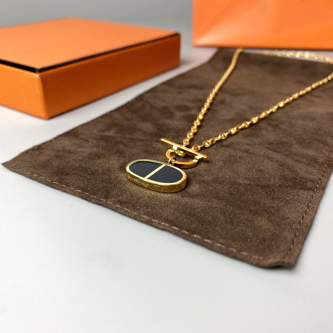 [⭐Sparkve]CHAINE VERSO BLACK CERAMIC NECKLACE