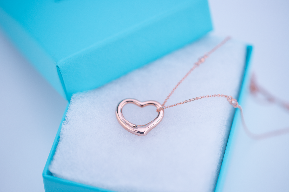 [⭐Sparkve Jewels]OPEN HEART PEDANT PINK GOLD NECKLACE