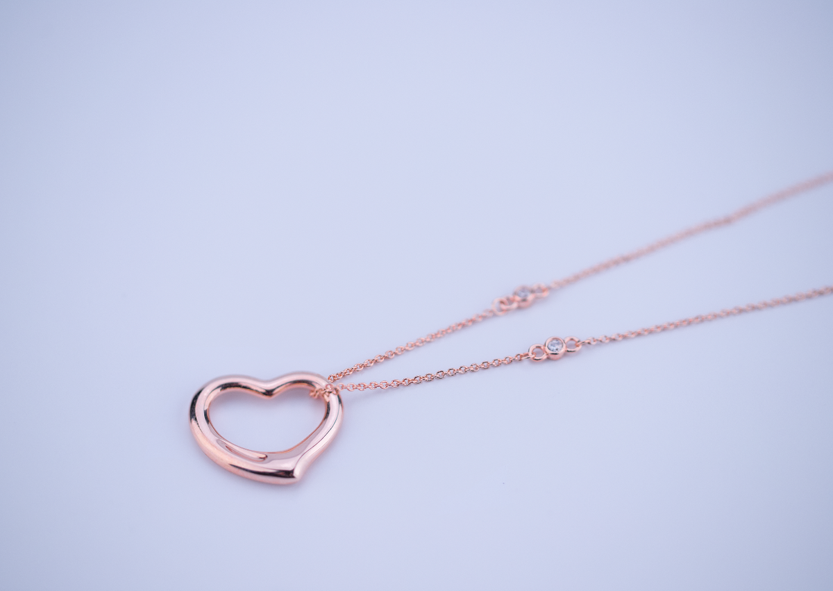 [⭐Sparkve Jewels]OPEN HEART PEDANT PINK GOLD NECKLACE
