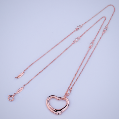 [⭐Sparkve Jewels]OPEN HEART PEDANT PINK GOLD NECKLACE